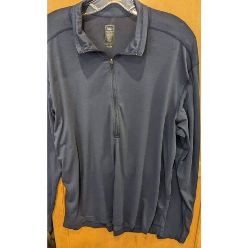 REI 1/2 Zip Pullover Mens‎ XL Long Sleeve Blue Thermal Layer Polyester